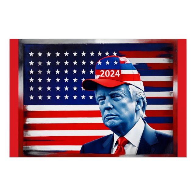 Póster Bandera estadounidense Donald Trump 2024 (Anverso)