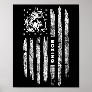 Póster Bandera estadounidense en problemas de boxeo - Box