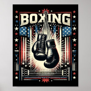 Póster Bandera estadounidense en problemas de boxeo - Box