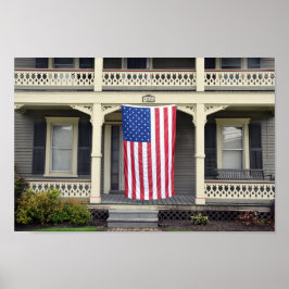 Póster Bandera estadounidense en Vermont Porch