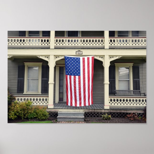 Póster Bandera estadounidense en Vermont Porch (Frente)