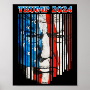 Póster Bandera Estadounidense Enfrenta A Trump Vintage Do