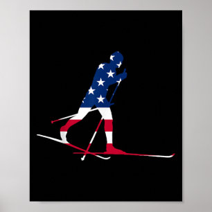 Póster Bandera Estadounidense Esquí Nórdico Guay Skift To