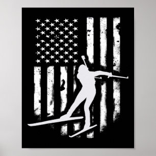 Póster Bandera Estadounidense Esquí Nórdico Guay Skift To