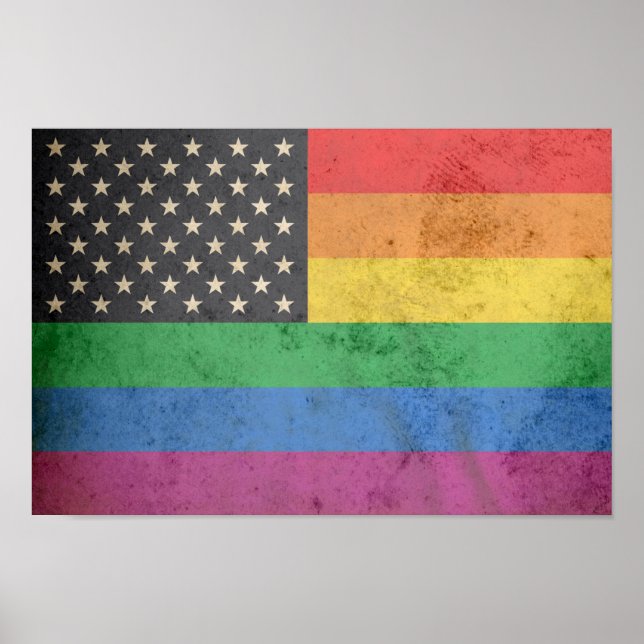 Póster Bandera estadounidense gay (Frente)