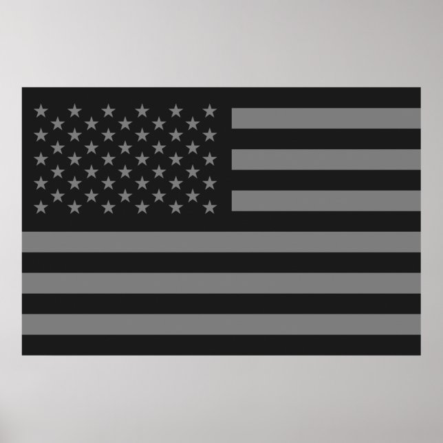 Póster Bandera estadounidense gris negro (Frente)
