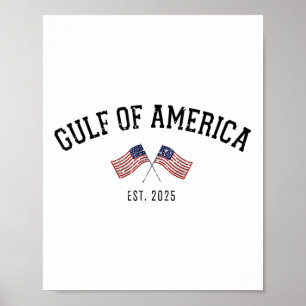 Póster Bandera Estadounidense Gul-f Retro Of America Est 