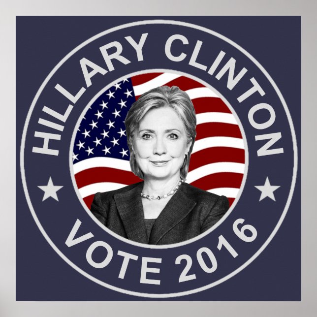 Póster Bandera estadounidense Hillary Clinton (Frente)