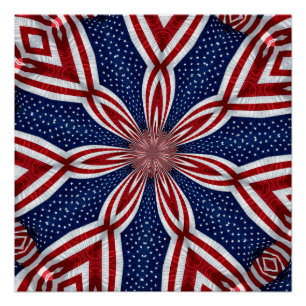 Póster Bandera estadounidense Kaleidoscope Resumen 1