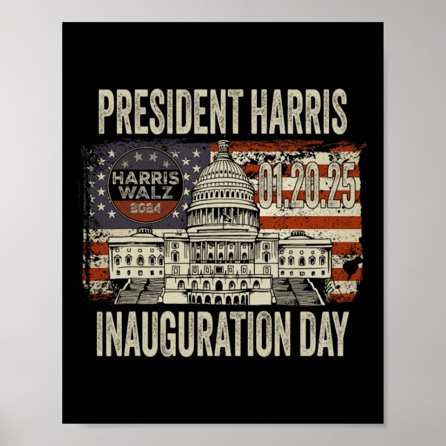 Póster Bandera estadounidense Kamala Harris Inauguración  (Frente)