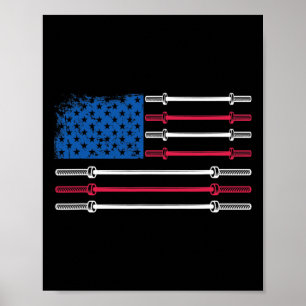 Póster Bandera Estadounidense Levantamiento de Pesas Barb