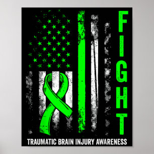 Póster bandera estadounidense lucha lesión cerebral traum