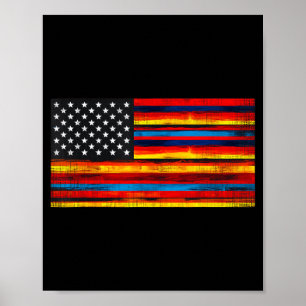 Póster bandera estadounidense mexicana serape cinco de ma