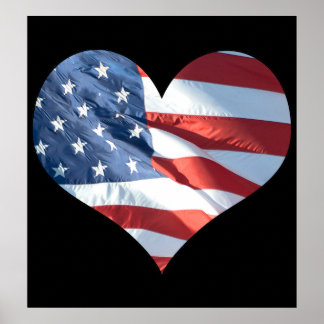 Póster Bandera estadounidense modelada por el corazón pat