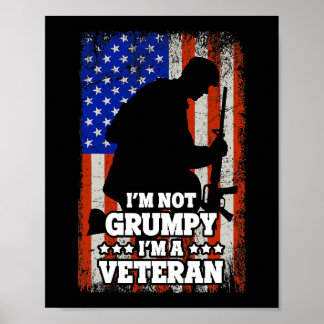 Póster Bandera estadounidense no soy gruñón im a Veteran