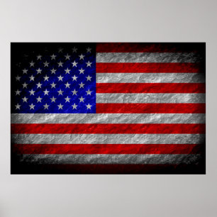 Póster Bandera estadounidense ondulada 5