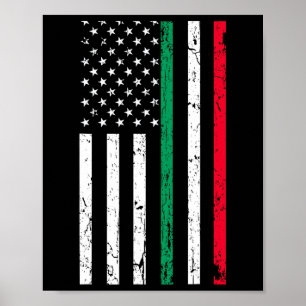Póster Bandera Estadounidense Orgullo Italiano Estadounid