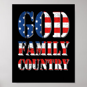 Póster Bandera estadounidense orgullosa Dios Familia País