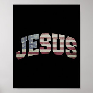 Póster Bandera Estadounidense Patriótica 4 De Julio Jesús