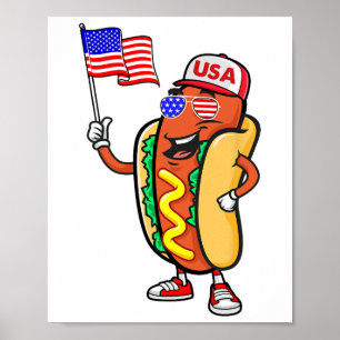 Póster Bandera Estadounidense Patriótica De Perro Calient