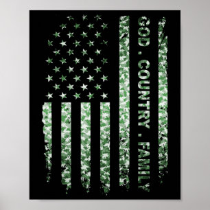Póster Bandera estadounidense patriótica Dios Familia Paí