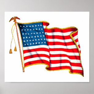 Póster Bandera estadounidense patriótica vintage, cuatro