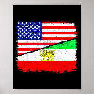 Póster Bandera estadounidense persa USA Persia raíces her