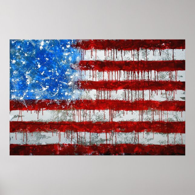 Póster Bandera estadounidense pintada (Frente)
