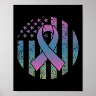 Póster Bandera estadounidense pronostica cáncer de mama m