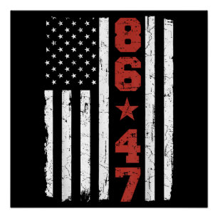 Póster Bandera estadounidense retro vintage 86 47 anti Tr