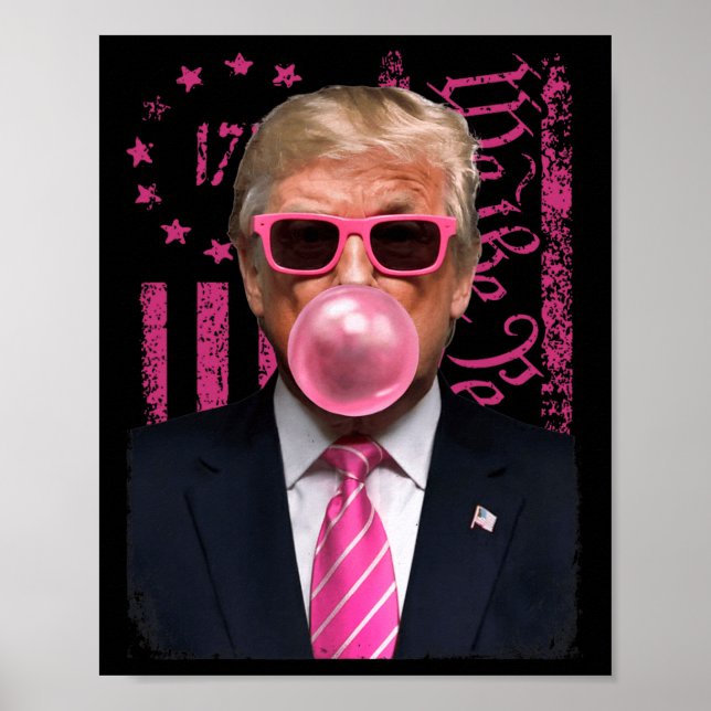 Póster Bandera estadounidense rosa de Trump con burbuja (Frente)