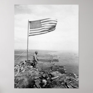 Póster Bandera estadounidense sobrevolando el Monte Surib