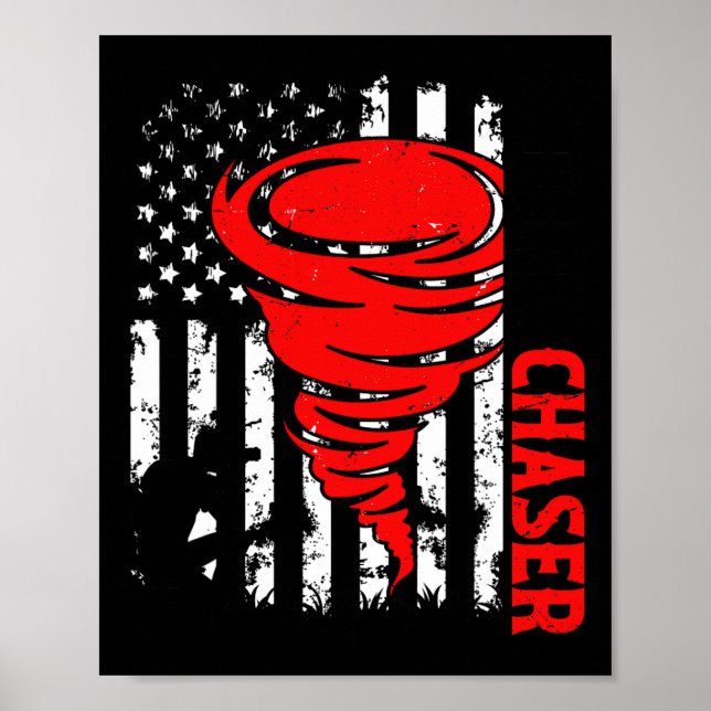 Póster Bandera estadounidense Tornado Tornado Chaser O (Frente)