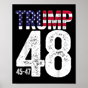 Póster Bandera estadounidense Trump 45-47-48 2028