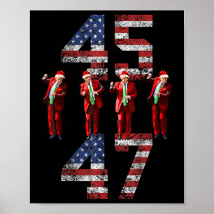 Póster Bandera estadounidense Trump, baile 45