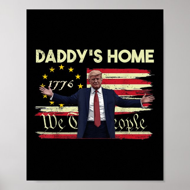 Póster Bandera estadounidense Trump daddys a casa del pue (Frente)