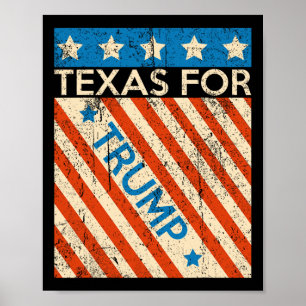 Póster Bandera estadounidense Trump reelección Texas Trum