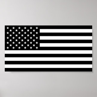 Póster Bandera estadounidense - Versión en blanco y negro
