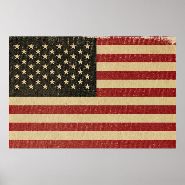 Póster Bandera estadounidense vintage (Frente)