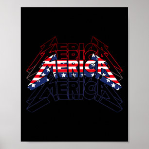 Póster Bandera Estadounidense Vintage Del Rótulo De Rock 