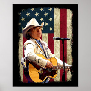 Póster Bandera estadounidense vintage Dwight Yoakam Legen