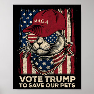 Póster Bandera Estadounidense vota por Trump para salvar 