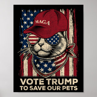 Póster Bandera Estadounidense vota por Trump para salvar