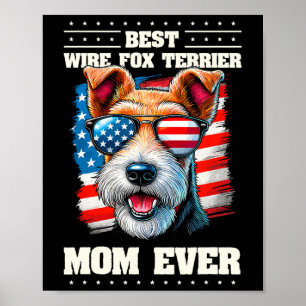 Póster Bandera Estadounidense Wire Fox Terrier 4 De Julio