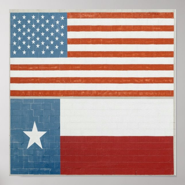 Póster Bandera estadounidense y de Texas Estados Unidos B (Frente)