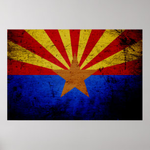 Póster Bandera Estatal Black Grunge Arizona