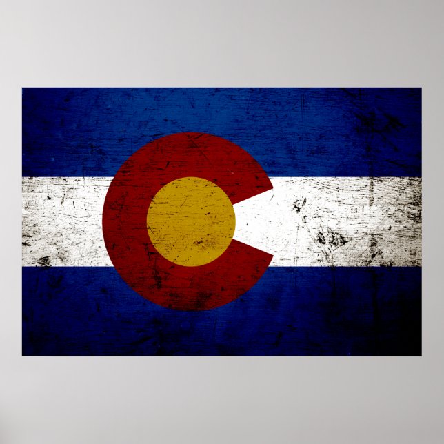 Póster Bandera Estatal Black Grunge Colorado (Frente)