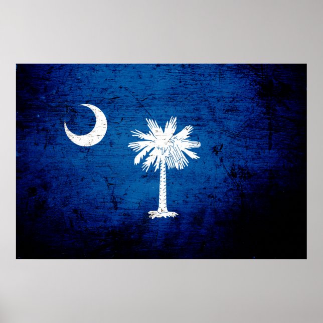 Póster Bandera Estatal Black Grunge South Carolina (Frente)