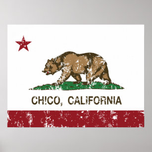 Póster Bandera estatal de California Chico