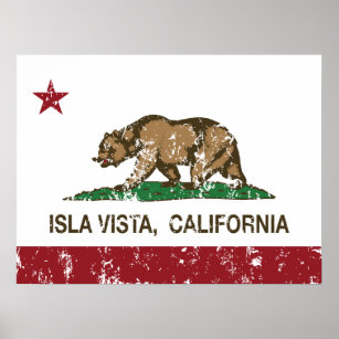 Póster Bandera estatal de California Isla Vista